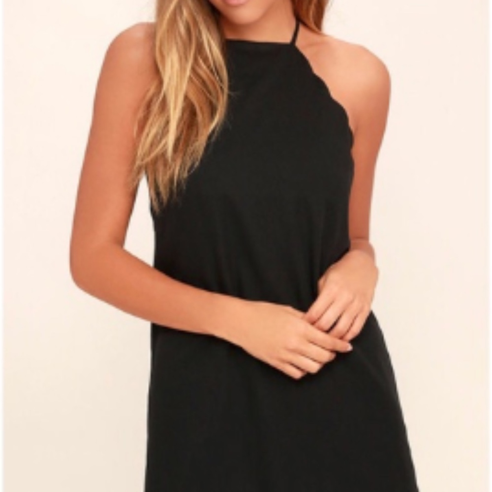 Lulu's Black Scalloped Dress